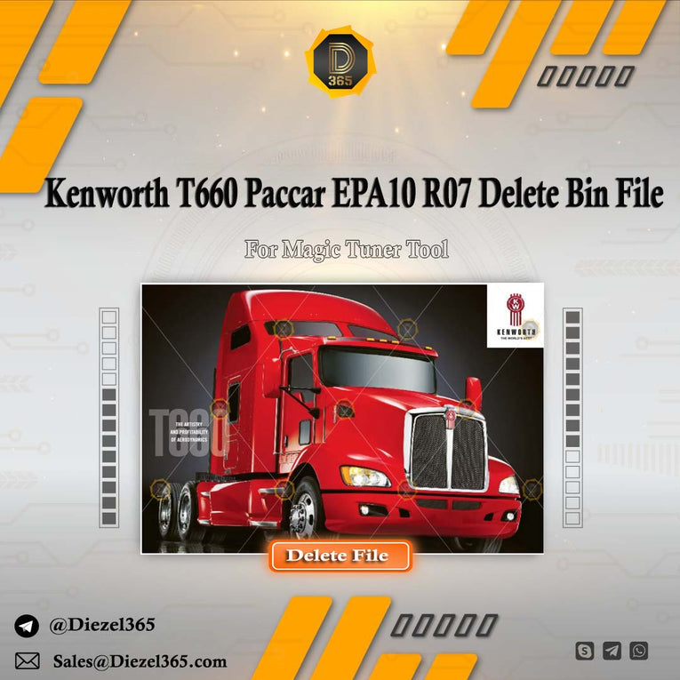 Kenworth T660 Paccar EPA10 R07 Delete Bin File for Magic Tuner Tool