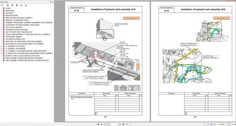 Komatsu Mining Excavator PDF 2024 Operation and Maintenance Manual, Field Assembly Instruction