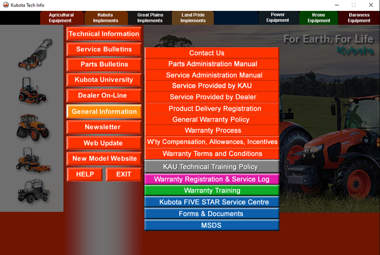 Kubota & Krone Agricultural Machinery Technical Information - Workshop Manual, Parts Manual, Service Information