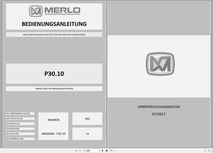 MERLO Machine Telehandlers PDF De_German Service Part Manual, Hydraulic & Electrical Diagram DVD Diezel365