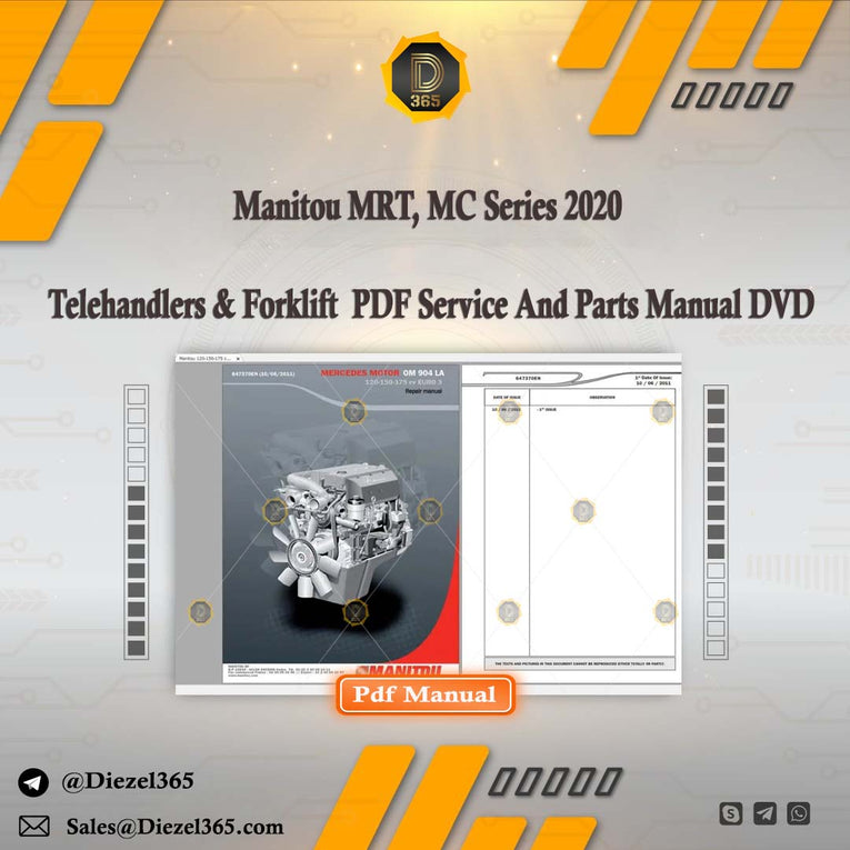 Manitou MRT, MC Series 2020 Telehandlers & Forklift  PDF Service And Parts Manual DVD