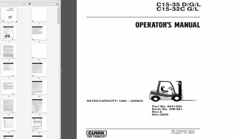 Clark Forklift Operator’s Manuals [11.2020] PDF