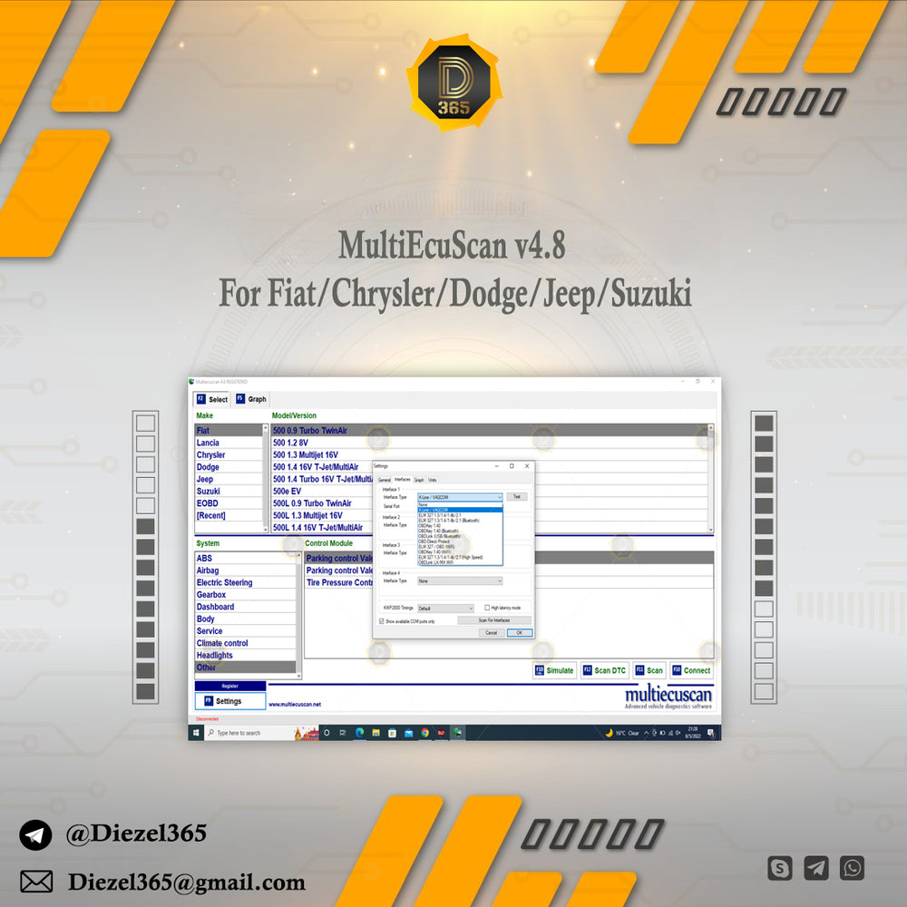 MultiEcuScan v4.8 For Fiat/Chrysler/Dodge/Jeep/Suzuki + Activation + install Video