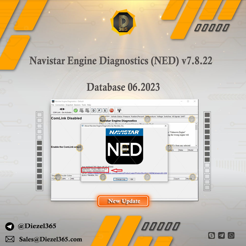 Navistar Engine Diagnostics (NED) v7.8.22 with 06.2023 Database with UNLOCK Patch for multi PC's