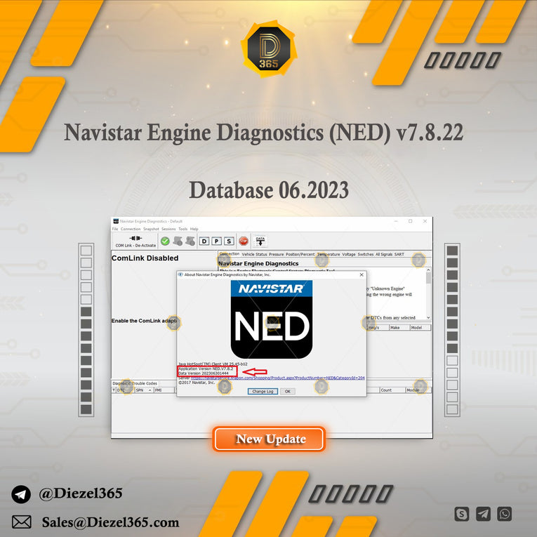 Navistar Engine Diagnostics (NED) v7.8.22 with 06.2023 Database with UNLOCK Patch for multi PC's