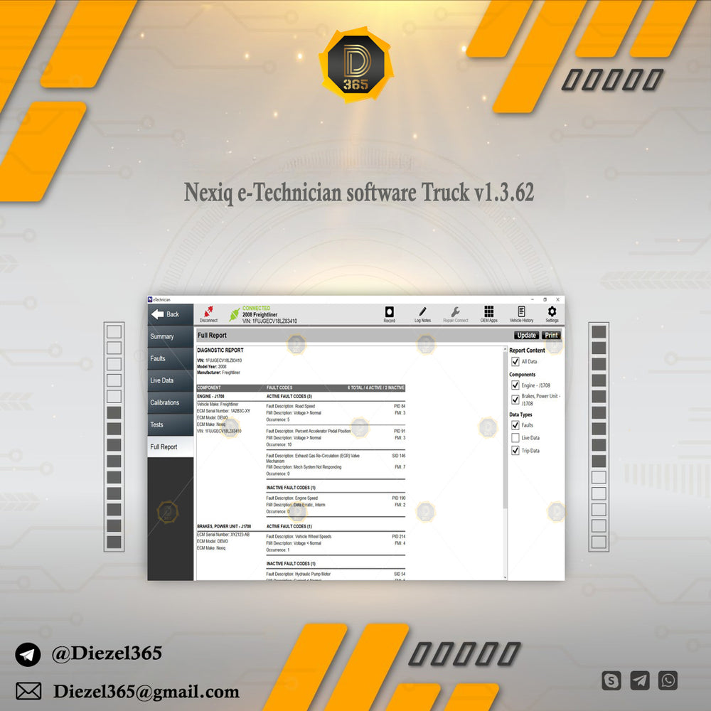 Nexiq e-Technician software Truck v1.3.62 + Unlock Patch