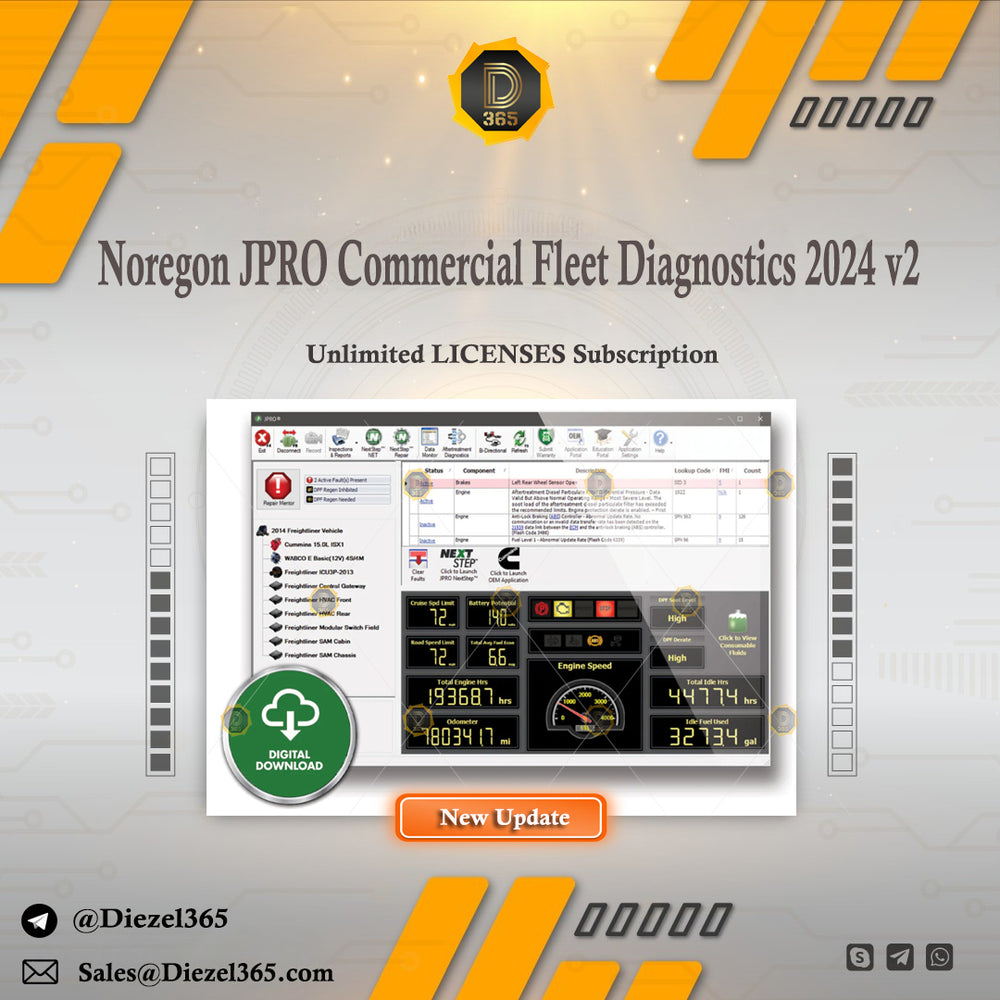 Noregon JPRO Commercial Fleet Diagnostics 2024 v2 + Unlimited LICENSES Subscription