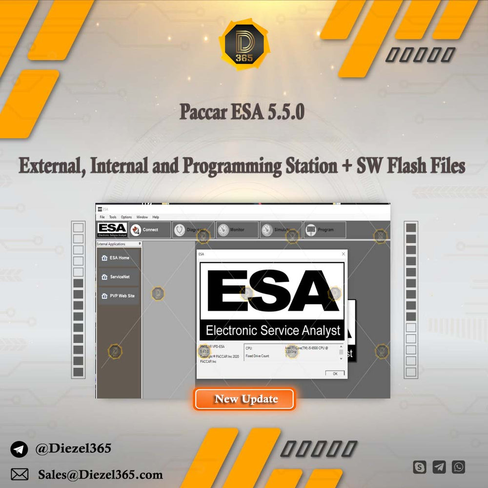 Paccar ESA 5.5.0 External, Internal and Programming Station + Unlock Kg + SW Flash Files