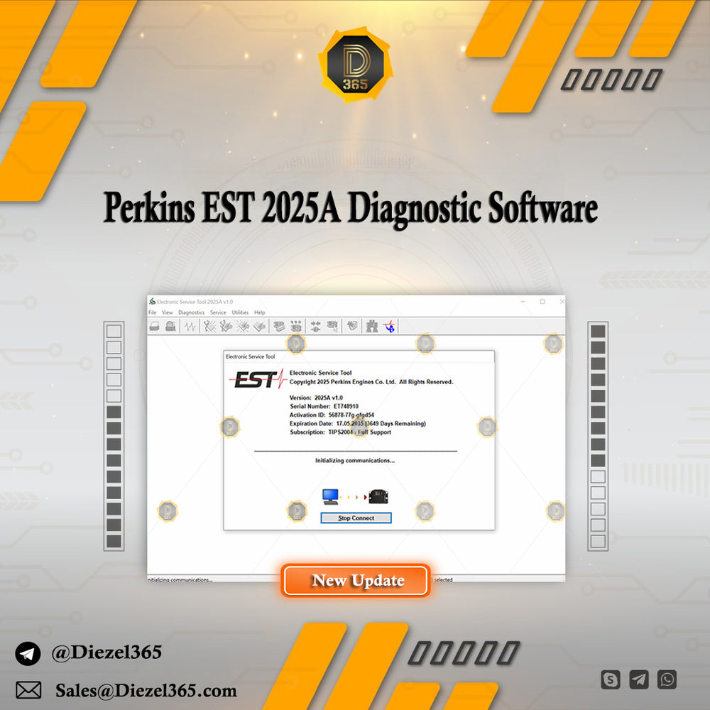 Perkins EST 2025A Diagnostic Software + Factory Password – With Kg