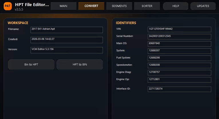 HPT EDITOR TOOL 2026 - HPT TO BIN -BIN TO HPT CONVERTER