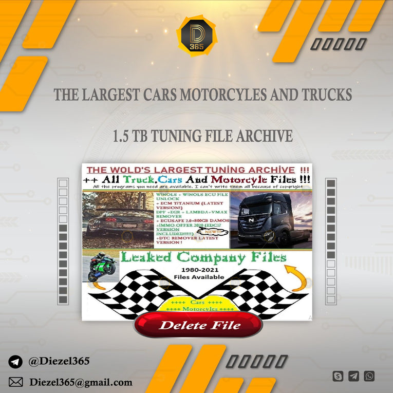 THE LARGEST CARS MOTORCYLES AND TRUCKS 1.5 TB TUNING FILE ARCHIVE