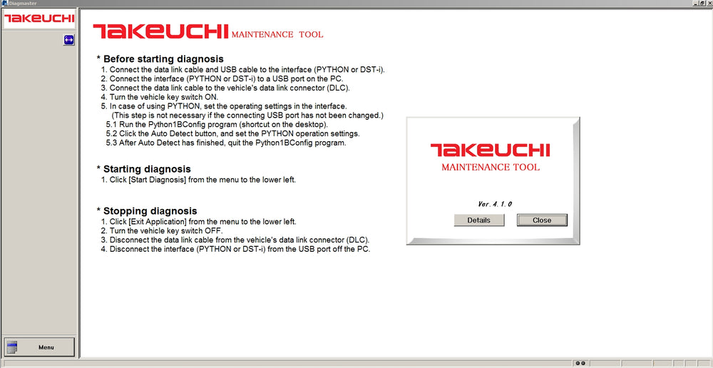 Takeuchi Diagmaster 4.1.0 Engine Service Tool Full