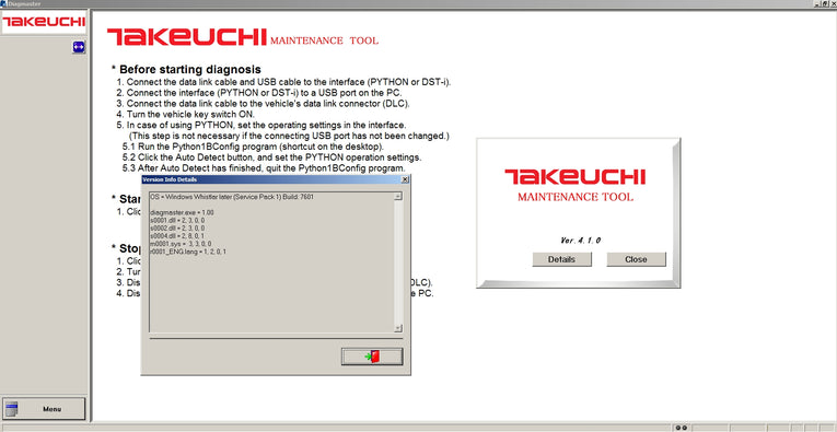 Takeuchi Diagmaster 4.1.0 Engine Service Tool Full