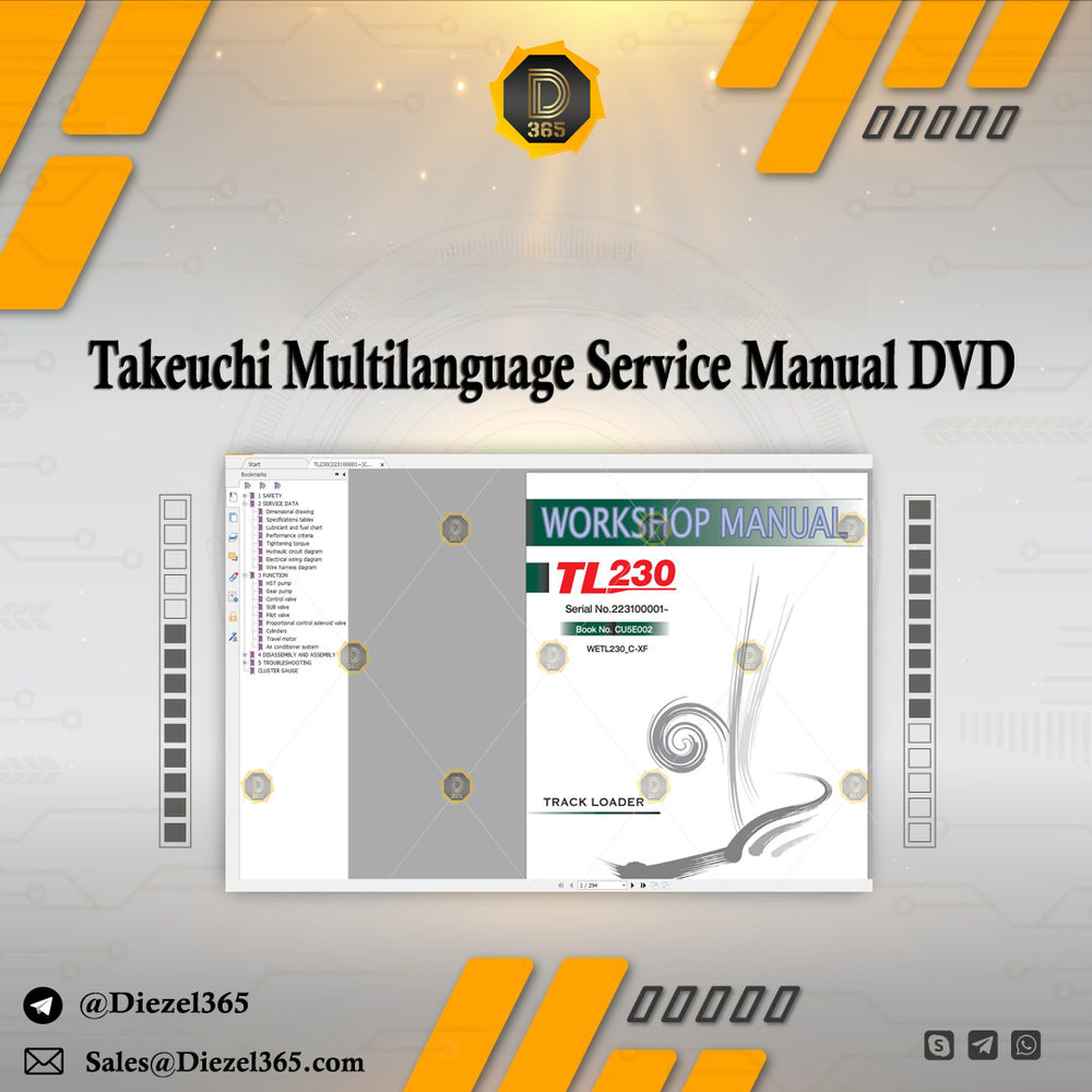 Takeuchi Multilanguage Service Manual New Updated 2019 DVD