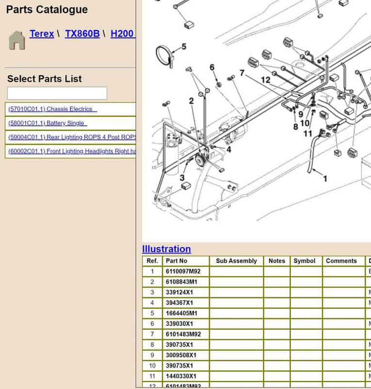 FERMEC – TEREX 820, 860, 970, TX760, TX860, TX870 Parts Catalog