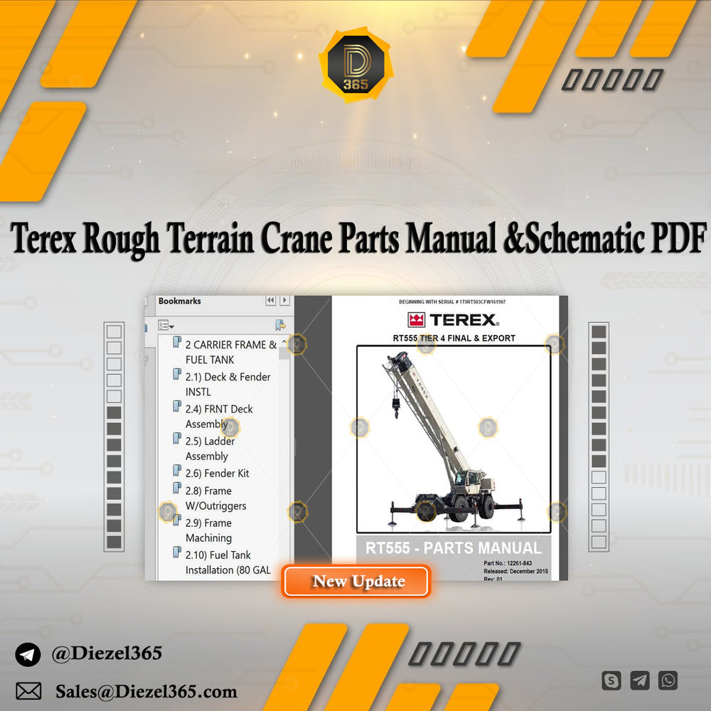 Terex Rough Terrain Crane Workshop Manual, Parts Manual and Schematic PDF