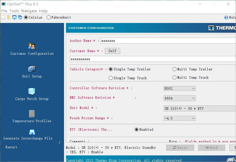 Thermo King OptiSetPlus v9.5