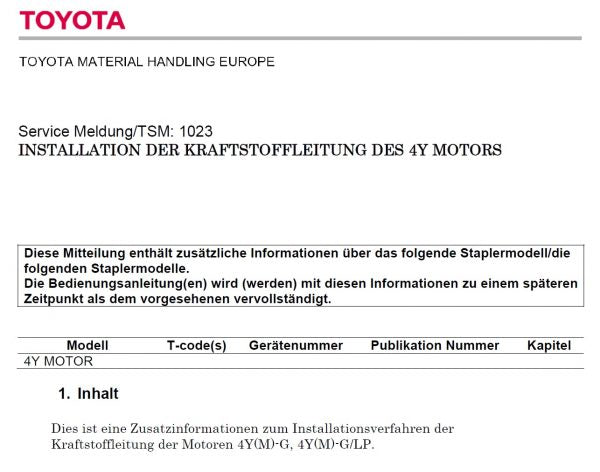 Toyota Forklift Truck Service Manuals PDF – Deutsch German