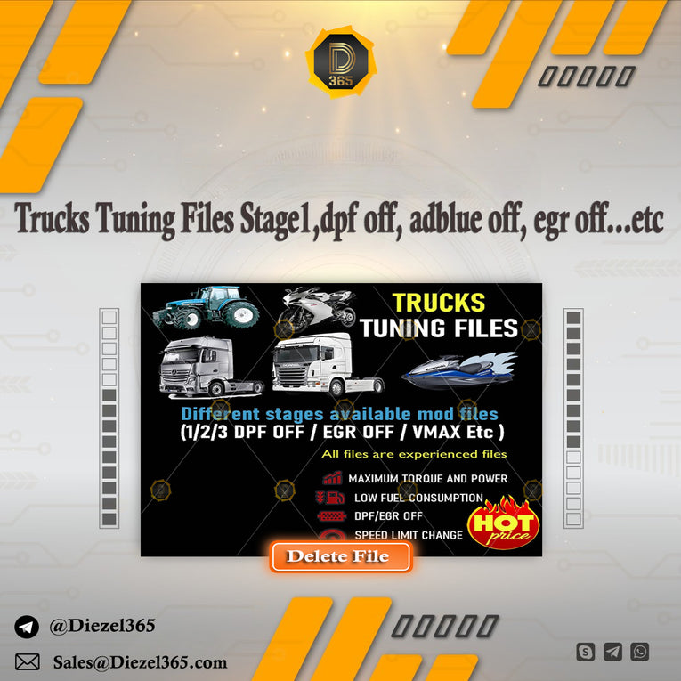 Trucks Tuning Files Stage1,dpf off, adblue off, egr off...etc