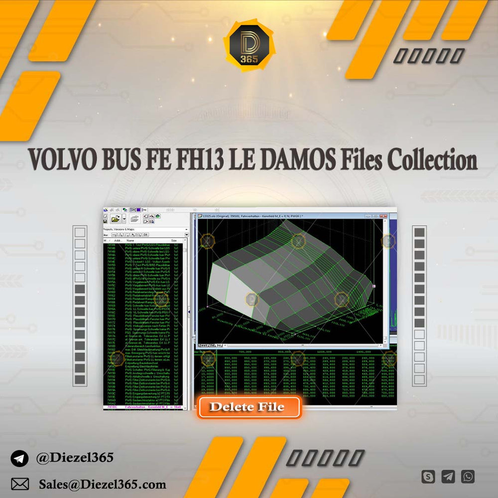 VOLVO BUS FE FH13 LE Machines DAMOS Ols A2L Hex Files Collection