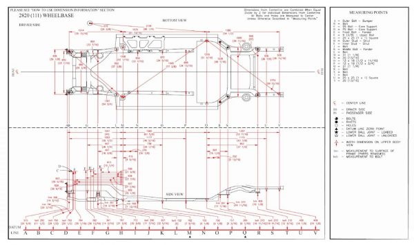 Mitchell CRS Vehicle Frame Dimensions 2008-2020