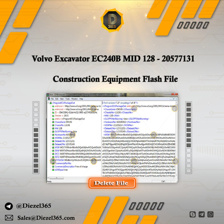 Volvo Excavator EC240B MID 128 - 20577131 - Construction Equipment Flash File