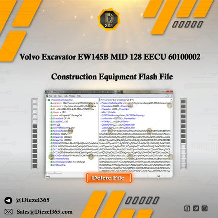 Volvo Excavator EW145B MID 128 EECU 60100002 - Construction Equipment Flash File Diezel365