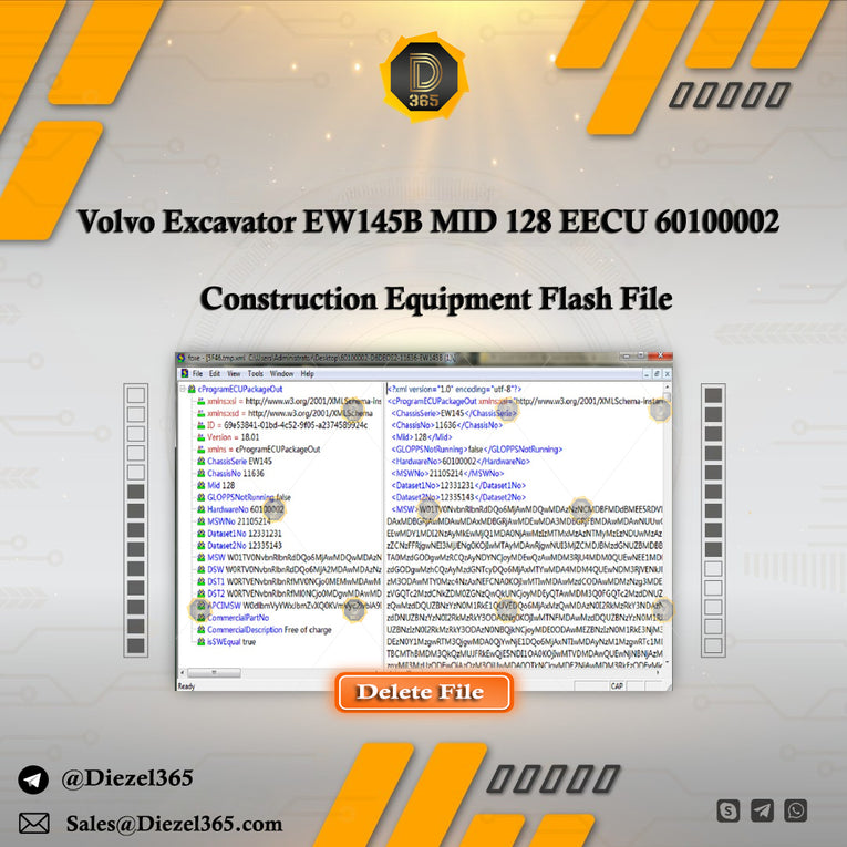 Volvo Excavator EW145B MID 128 EECU 60100002 - Construction Equipment Flash File