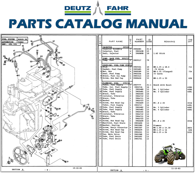 Deutz-Fahr Tractor Parts Manual PDF