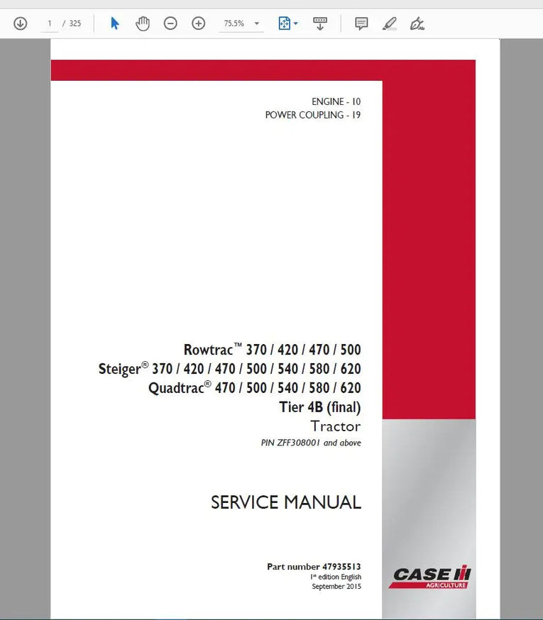 Case IH Agricultural 2019 Full Service Manual