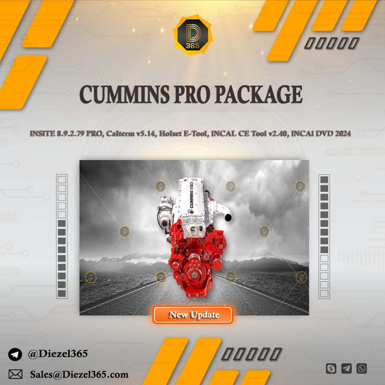 COMMINS PRO PACK l lNSlTE 8.9.2.79 PRO, CaIterm v5.14, HoIset E-Tool, lNCAL CE Tool v2.40, lNCAl DVD 2024