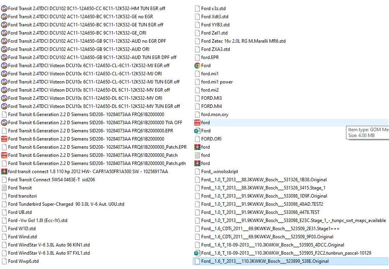 Ford Moded Ecu Files Remapping Stage1,Stage 2...etc