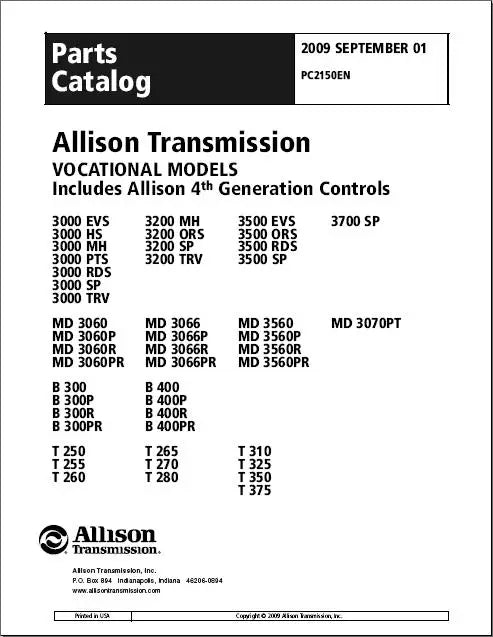 Allison Transmission Parts Catalog