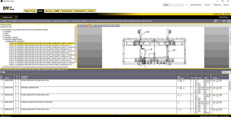 Caterpillar Lift Trucks MCFA – USA 2024 Spare Parts Catalog