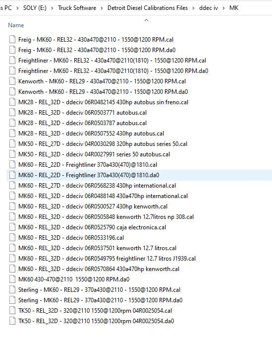 Detroit Diesel Calibrations Files Package