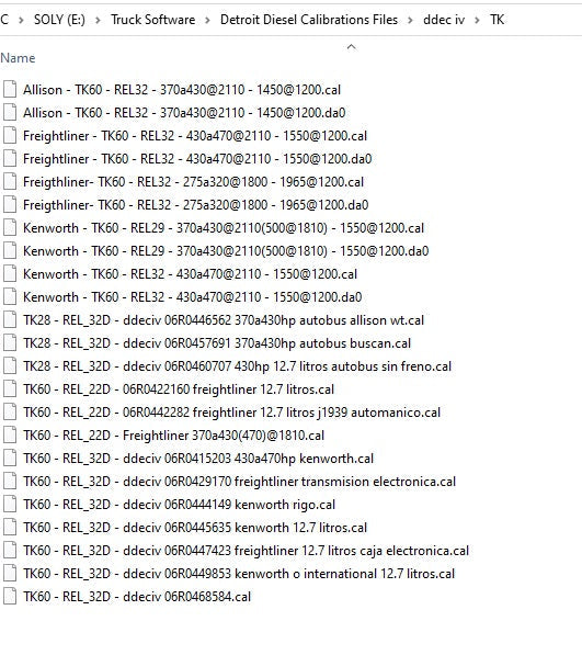 Detroit Diesel Calibrations Files Package