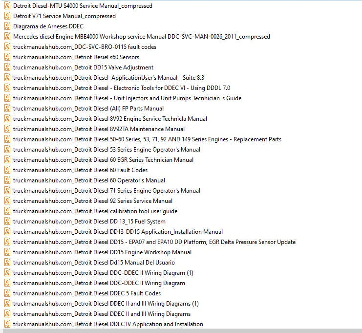Detroit Diesel Engine PDF Service Manuals, Fault Codes and Wiring Diagrams