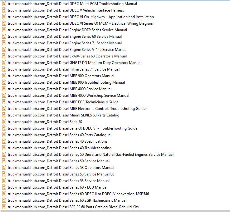 Detroit Diesel Engine PDF Service Manuals, Fault Codes and Wiring Diagrams