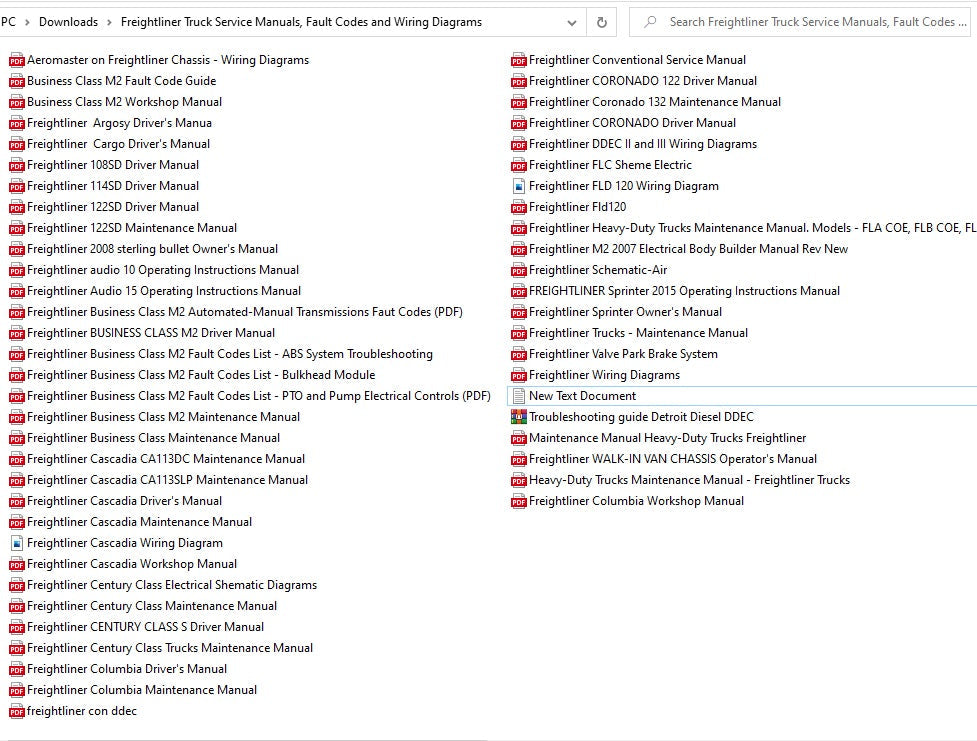 Freightliner Truck Service Manuals, Fault Codes and Wiring Diagrams