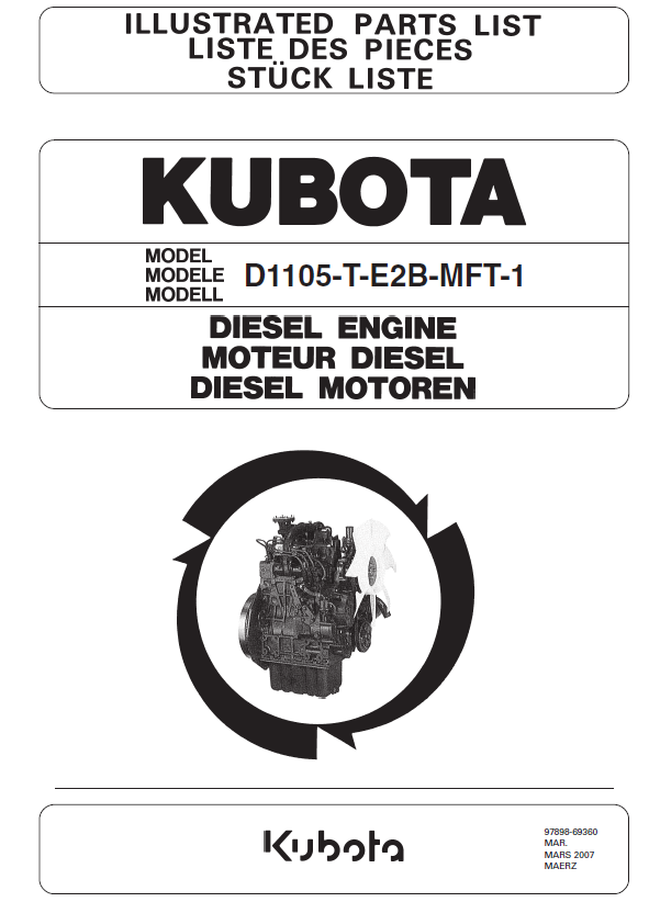 Kubota Engine Parts List PDF 2019