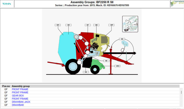 Kubota Attachments Spare Parts Information