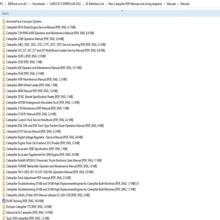 Caterpillar Spanish Course + English PDF Manuals, wiring diagrams and Delete guides
